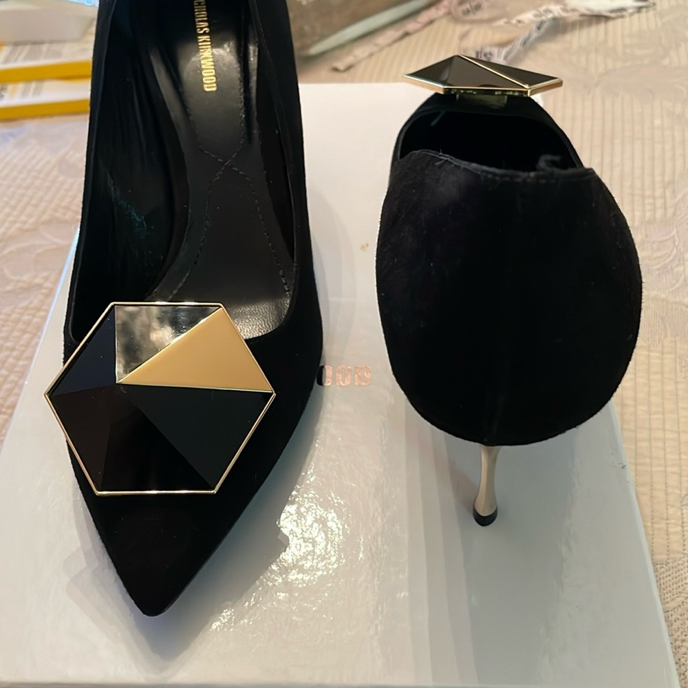 New /box Nicholas Kirkwood suede/leather size 40 3 inch heel